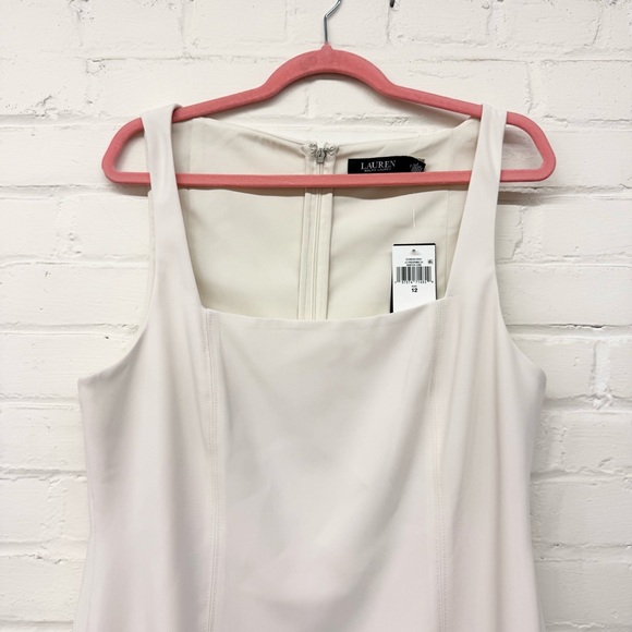 NWT Lauren Ralph Lauren Stretch Crepe Sleeveless Cream Dress Size 12 - Picture 3 of 7
